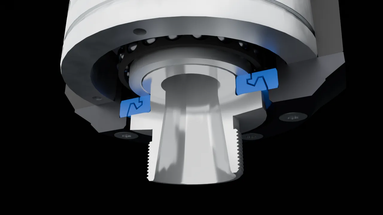 X22 &ndash; 5-stage labyrinth seal at the front bearing position (close-up, end of the animation)