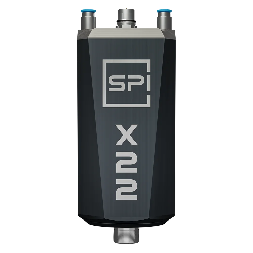 SPINOGY Motorspindel X22-F-ER20, Frontansicht mit Typenbezeichnung