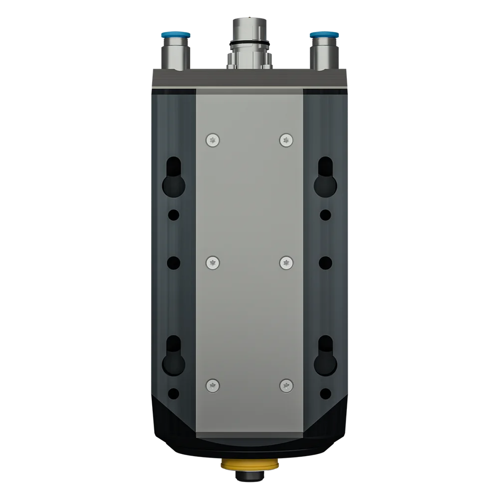 SPINOGY Motorspindel X22-F-HSKC25 (B-Ware), Rückansicht mit Montageplatte