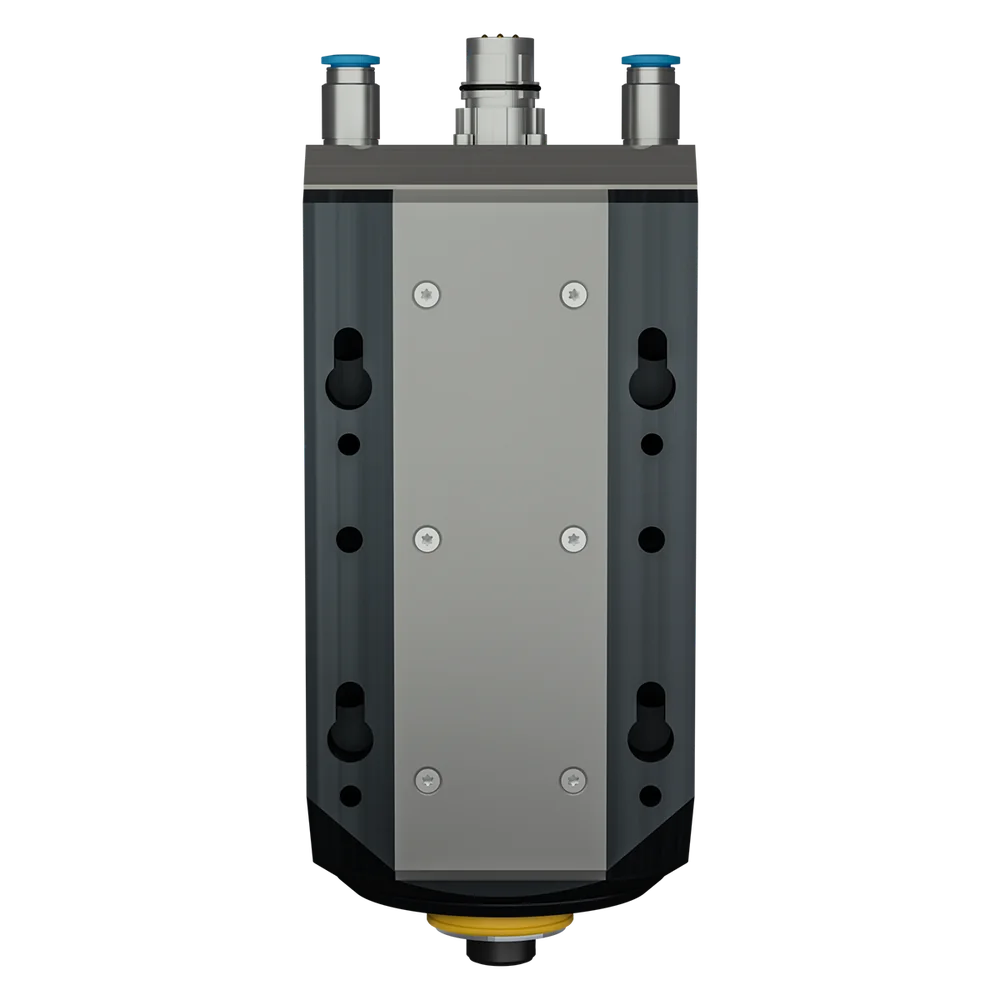 SPINOGY motor spindle X22-F-HSKC32, rear view with mounting plate