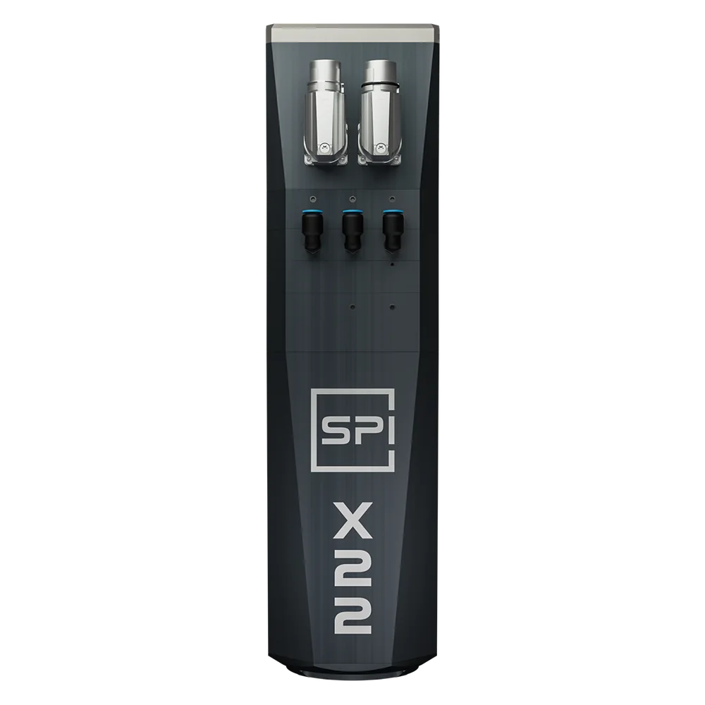 SPINOGY Motorspindel X22-L-SK20 (B-Ware), Frontansicht mit Typenbezeichnung