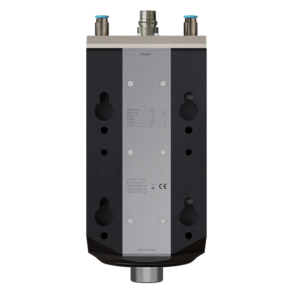 SPINOGY motor spindle X30-F-ER25, rear view with mounting plate