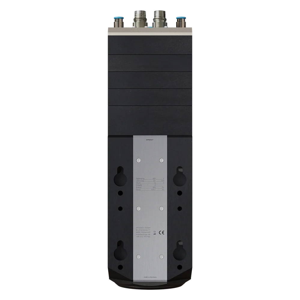 SPINOGY motor spindle X30-F-HSKC40, rear view with mounting plate