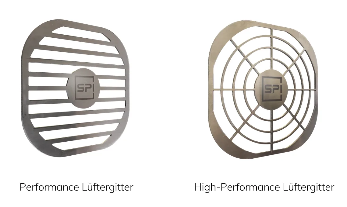 Performance fan grille (left) and High-Performance fan grille (right)